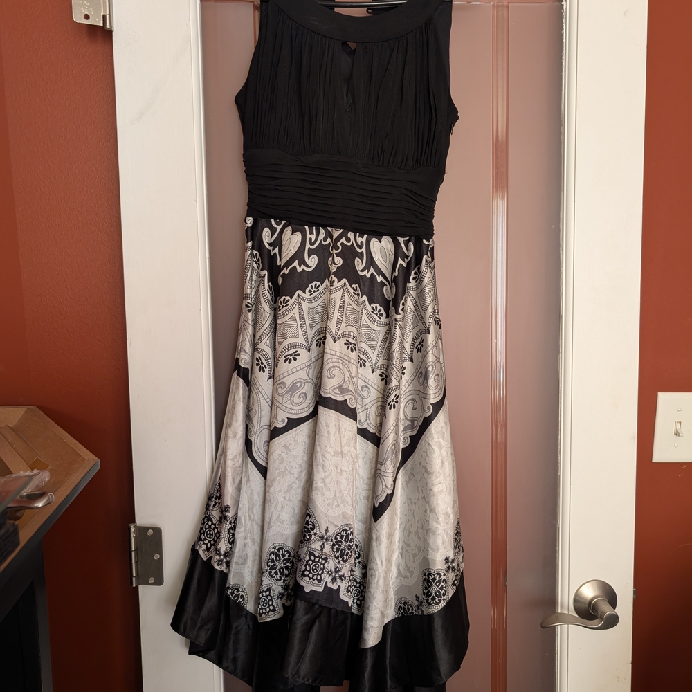 Elegant Black and White Sleeveless Dress